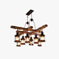 Epoch Industrial LED Classical Chandelier Wood Glass Living Room