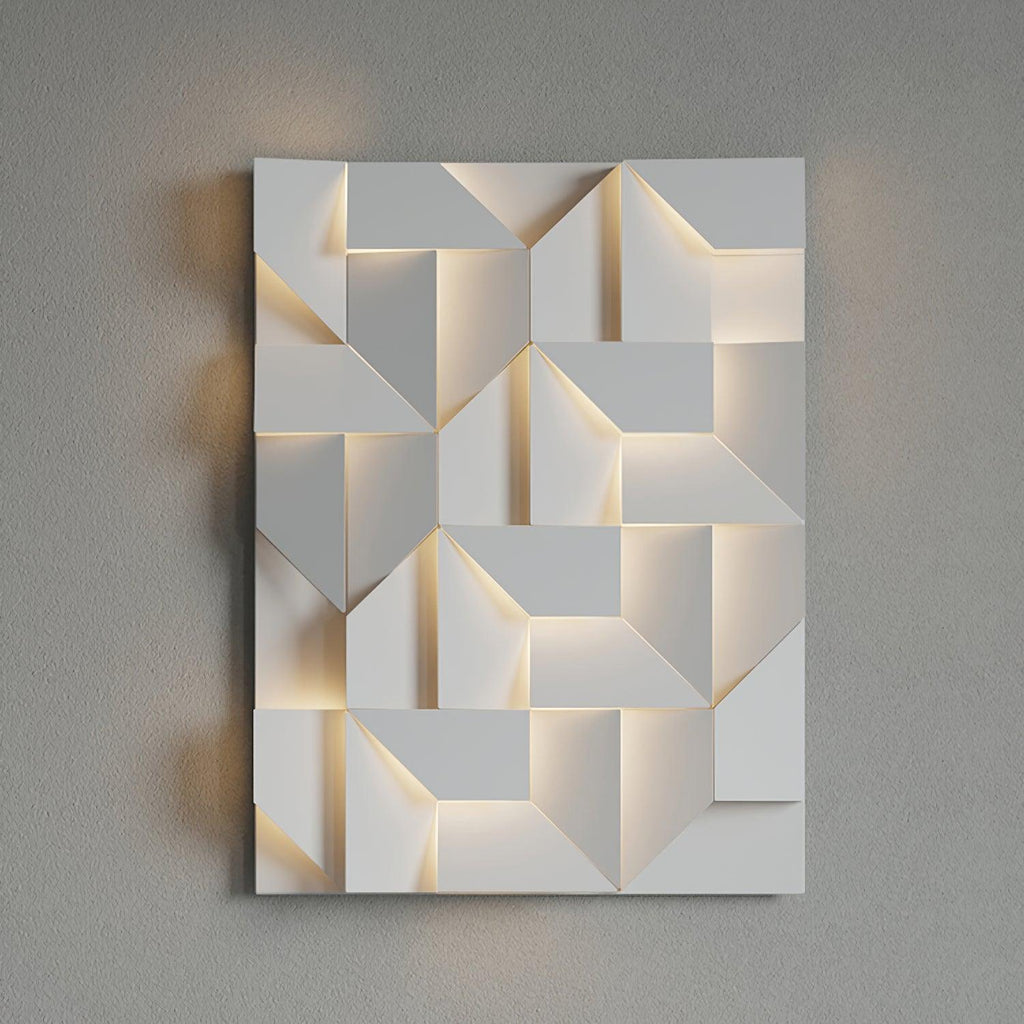 Wall Lamp 3D Geometric Panels Layered Light Art Remote Dimming Modern