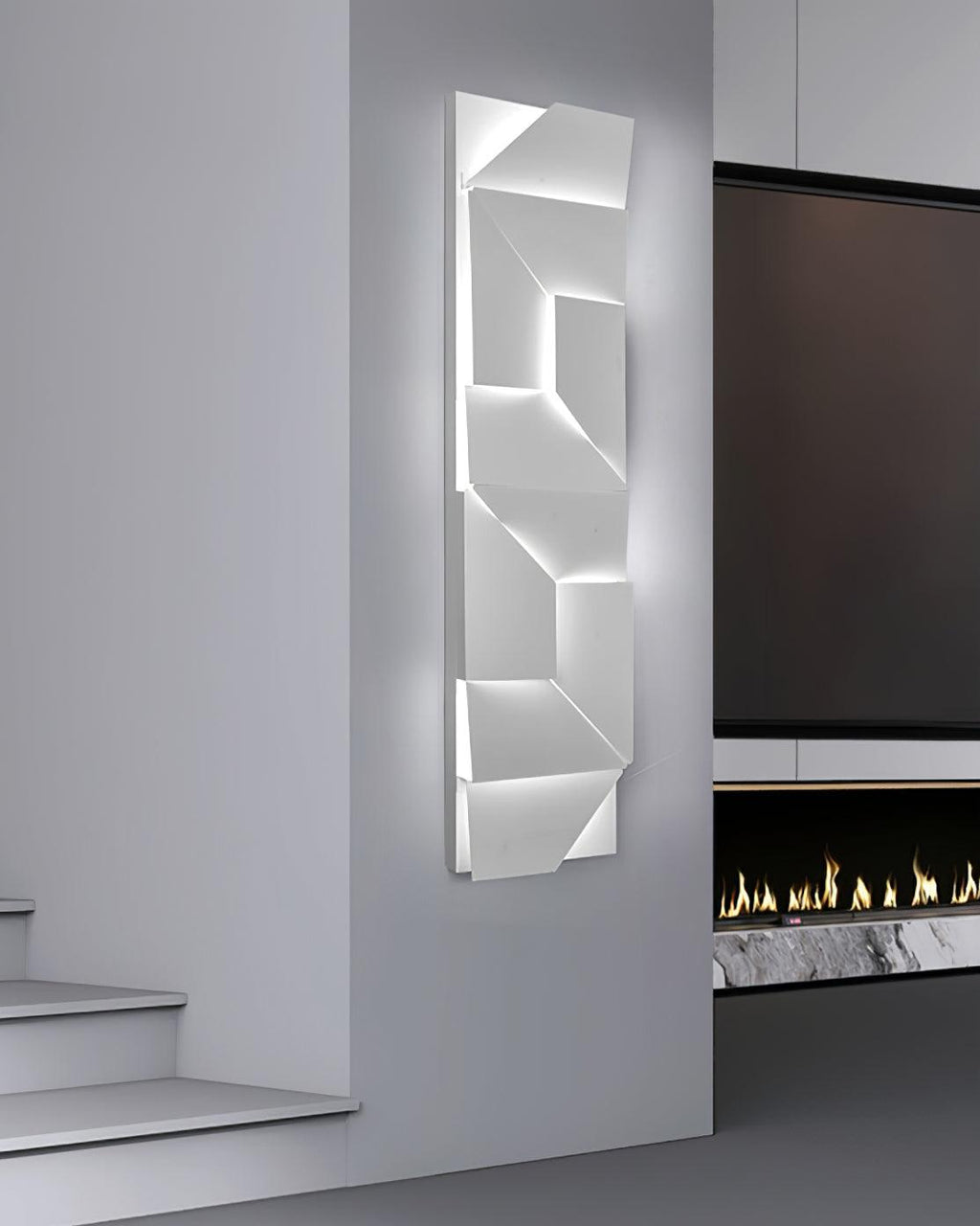 Wall Lamp 3D Geometric Panels Layered Light Art Remote Dimming Modern