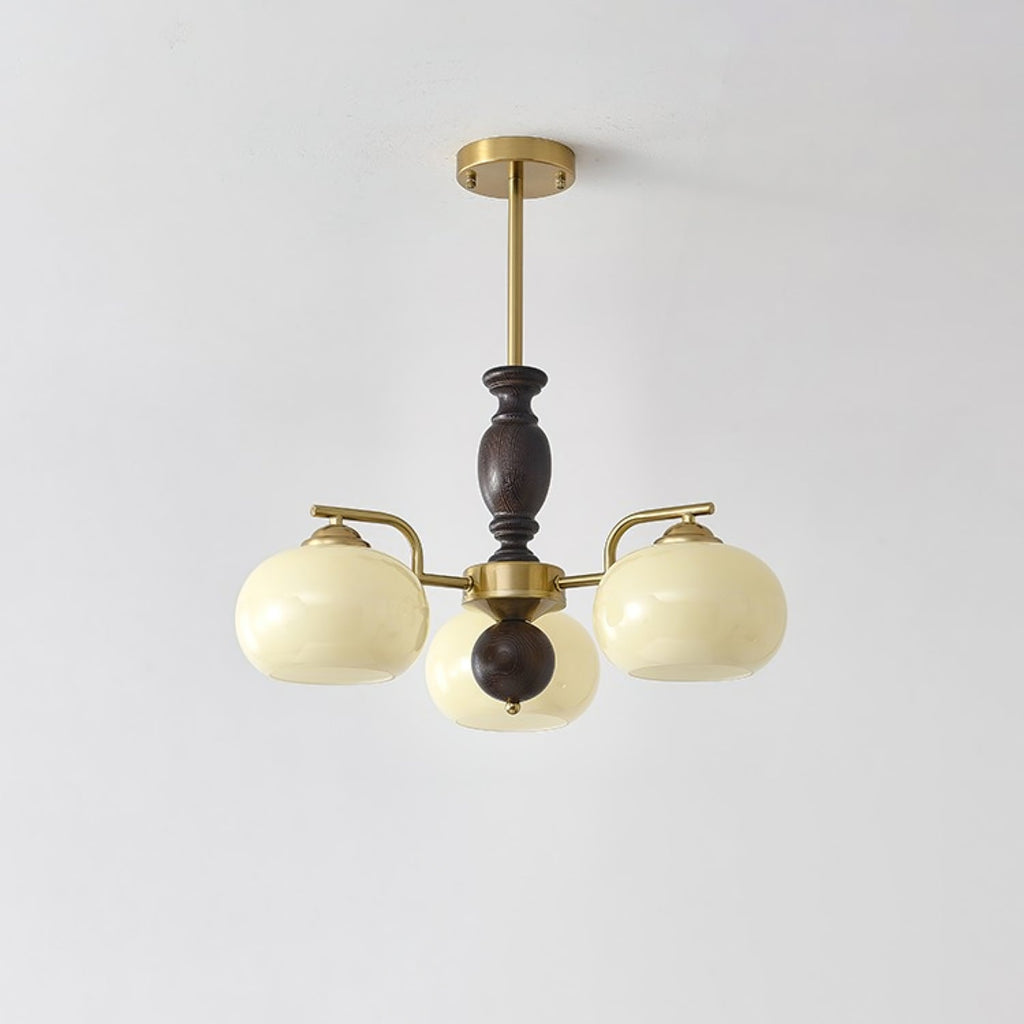 Aurora Chandelier Walnut Beige Orb