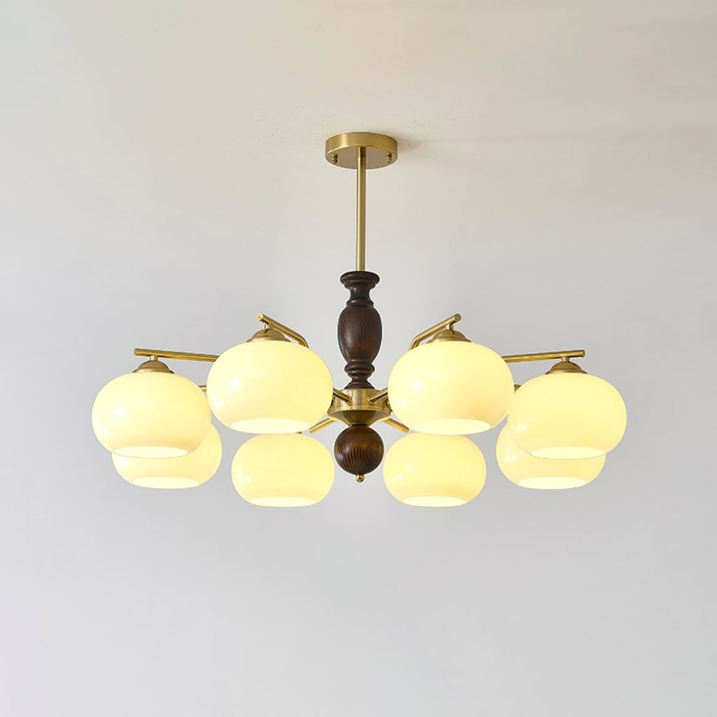 Aurora Chandelier Walnut Beige Orb