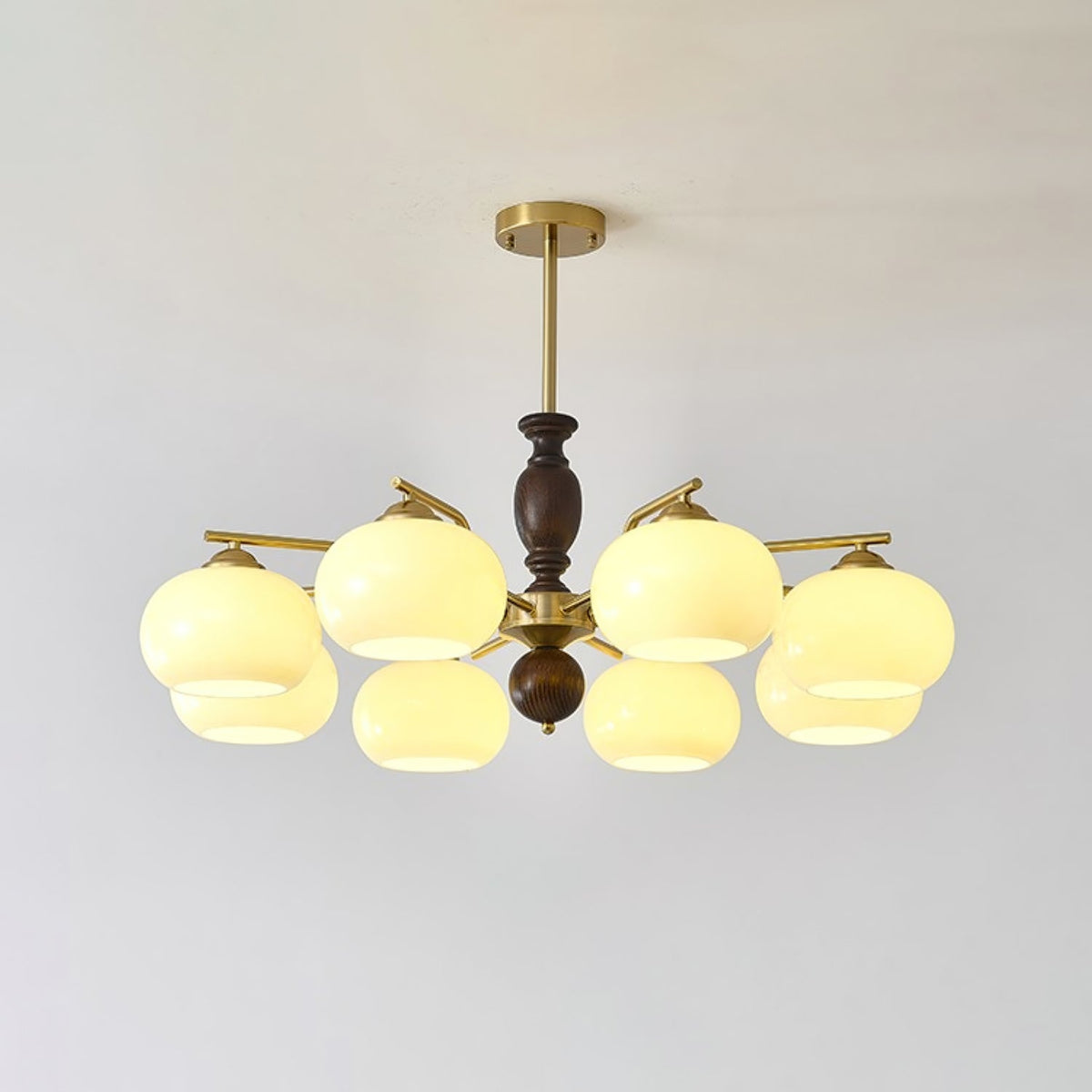 Aurora Chandelier Walnut Beige Orb