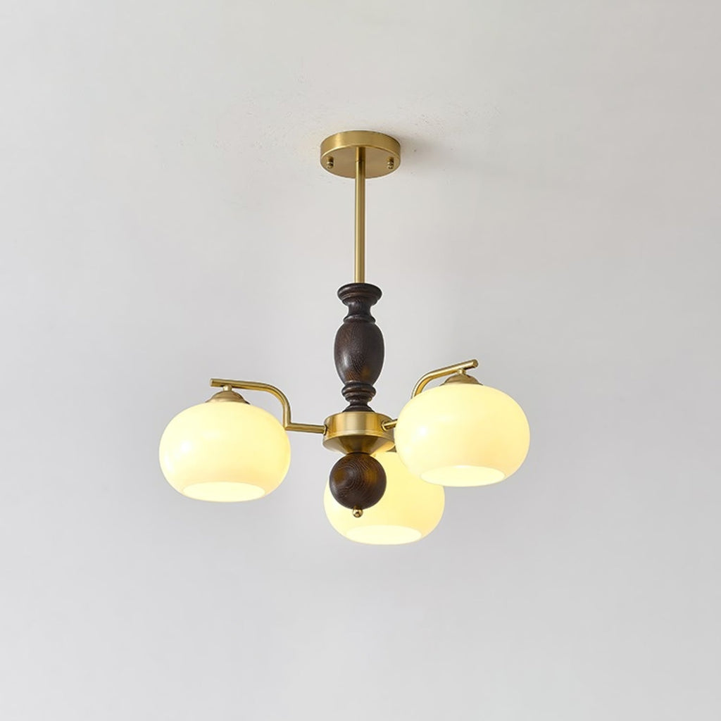 Aurora Chandelier Walnut Beige Orb