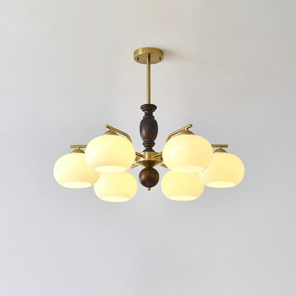 Aurora Chandelier Walnut Beige Orb