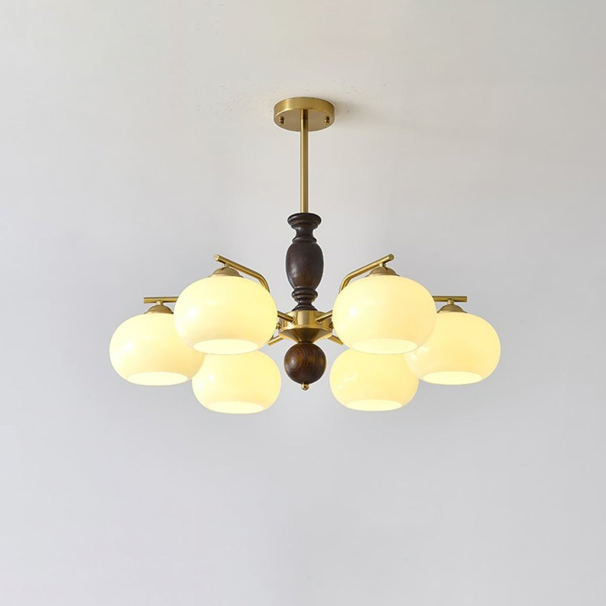 Aurora Chandelier Walnut Beige Orb