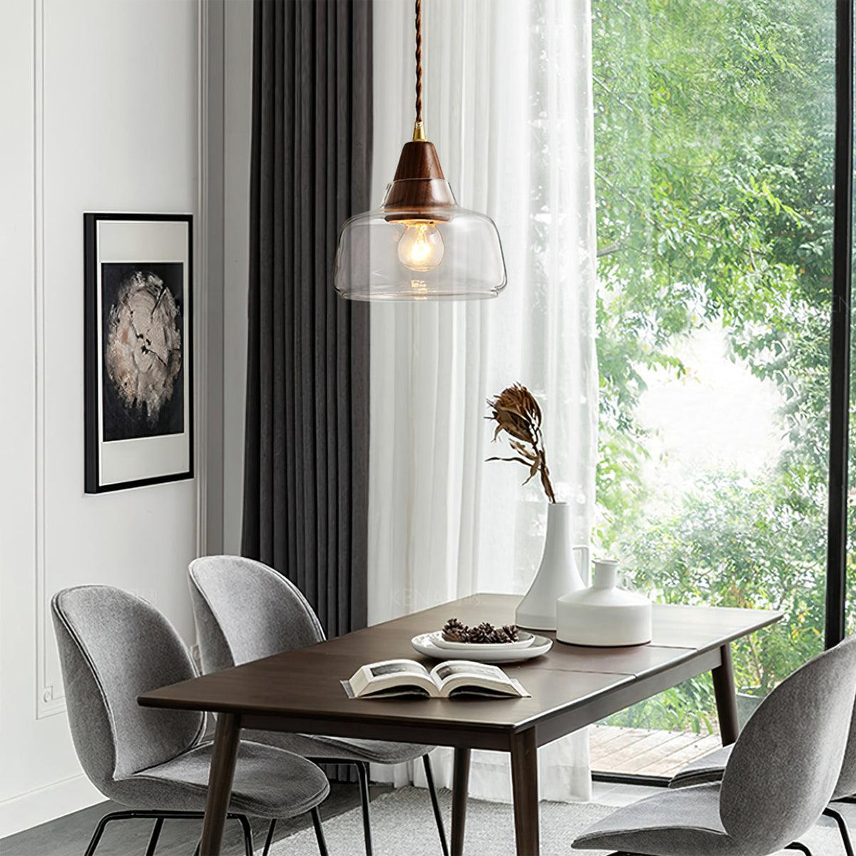 Walnut Glass Pendant Lamp