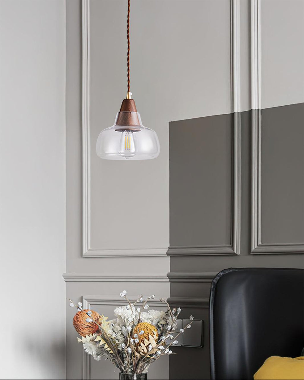 Walnut Glass Pendant Lamp
