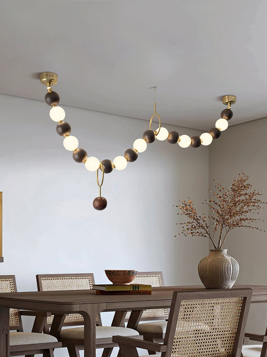 Aurora Chandelier Walnut Bead Necklace