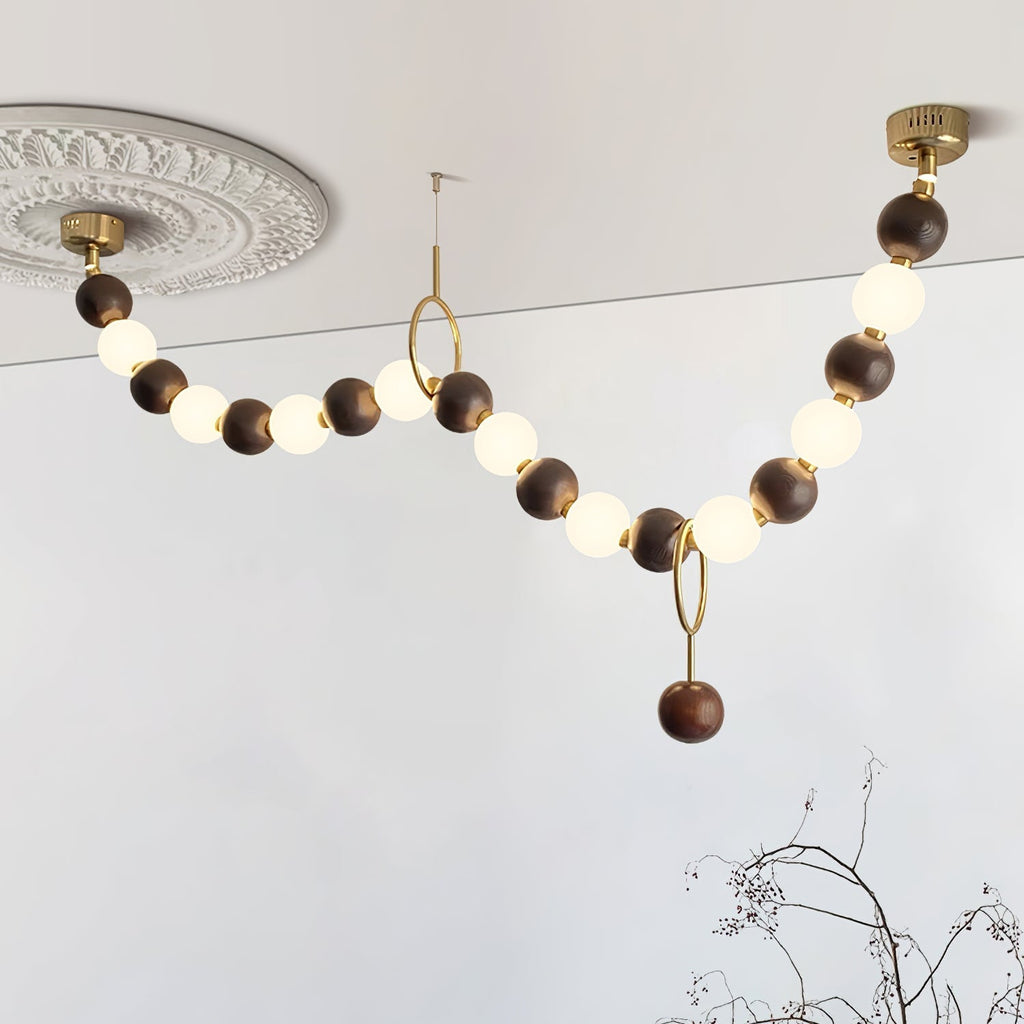 Aurora Chandelier Walnut Bead Necklace
