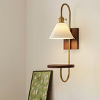Altheus Nordic Art Shelf Walnut Wood Ceramics Sconce Wall lamp