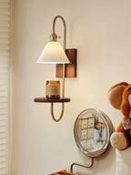 Altheus Nordic Art Shelf Walnut Wood Ceramics Sconce Wall lamp