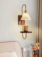 Altheus Nordic Art Shelf Walnut Wood Ceramics Sconce Wall lamp
