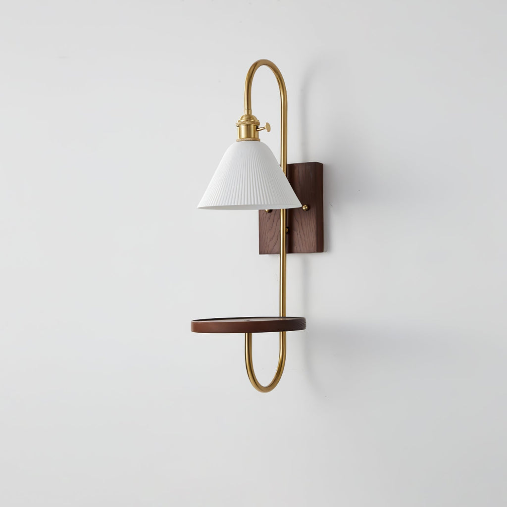 Altheus Nordic Art Shelf Walnut Wood Ceramics Sconce Wall lamp