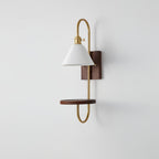 Altheus Nordic Art Shelf Walnut Wood Ceramics Sconce Wall lamp