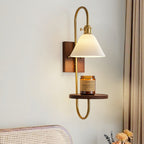 Altheus Nordic Art Shelf Walnut Wood Ceramics Sconce Wall lamp