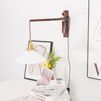 Illaee Nordic Art Swing Arm Walnut Ceramic Wall Light