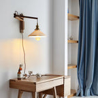 Orphaarae Nordic Art Swing Arm Walnut Ceramic Wall Lamp