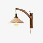Orphaarae Nordic Art Swing Arm Walnut Ceramic Wall Lamp