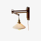 Orphaarae Nordic Art Swing Arm Walnut Ceramic Wall Lamp