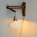 Orphaarae Nordic Art Swing Arm Walnut Ceramic Wall Lamp