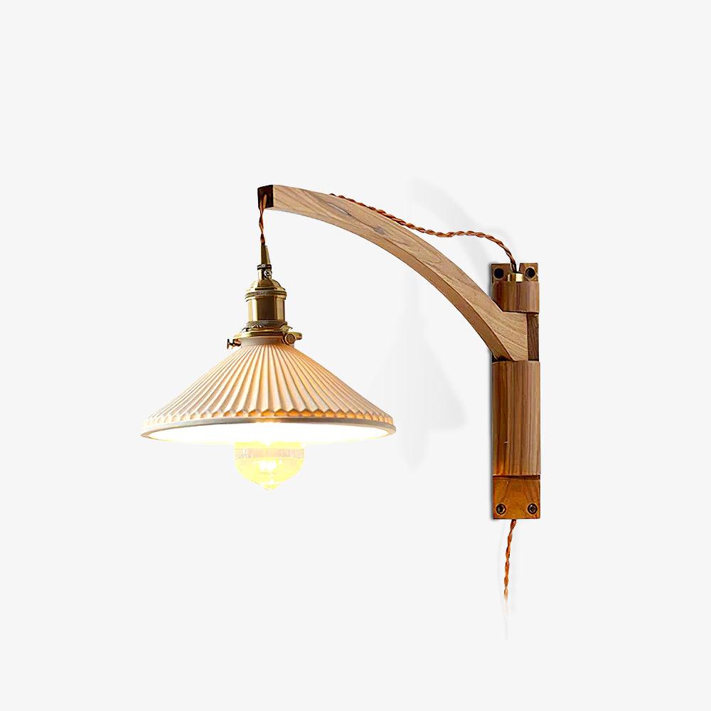 Orphaarae Nordic Art Swing Arm Walnut Ceramic Wall Lamp
