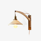 Orphaarae Nordic Art Swing Arm Walnut Ceramic Wall Lamp