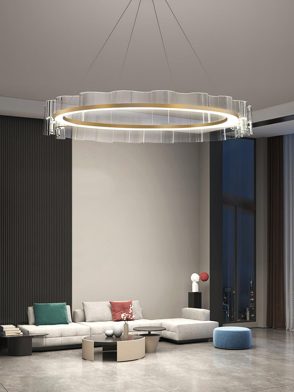 Acoustic Postmodern Luxury Water Wave Glass Chandelier