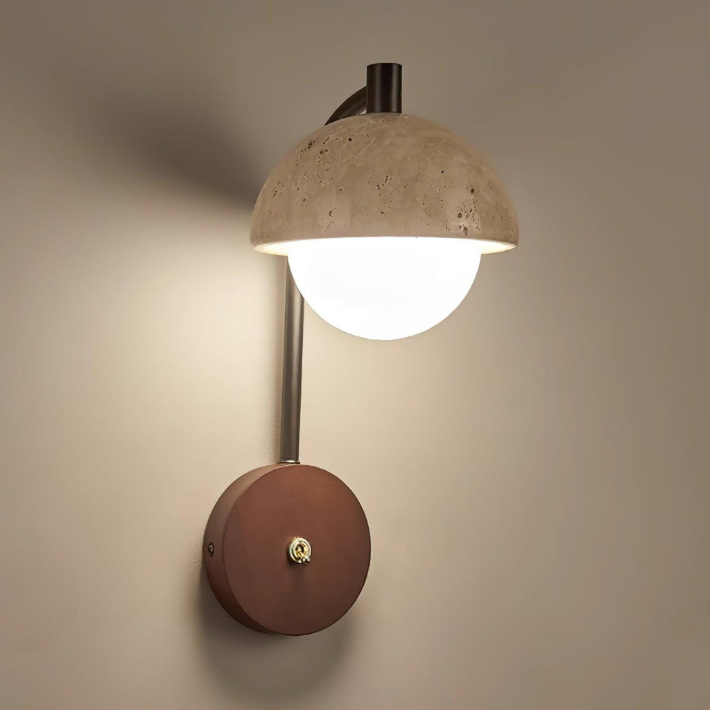 Ritta  Wall Lamp  Travertine  Wood Dome