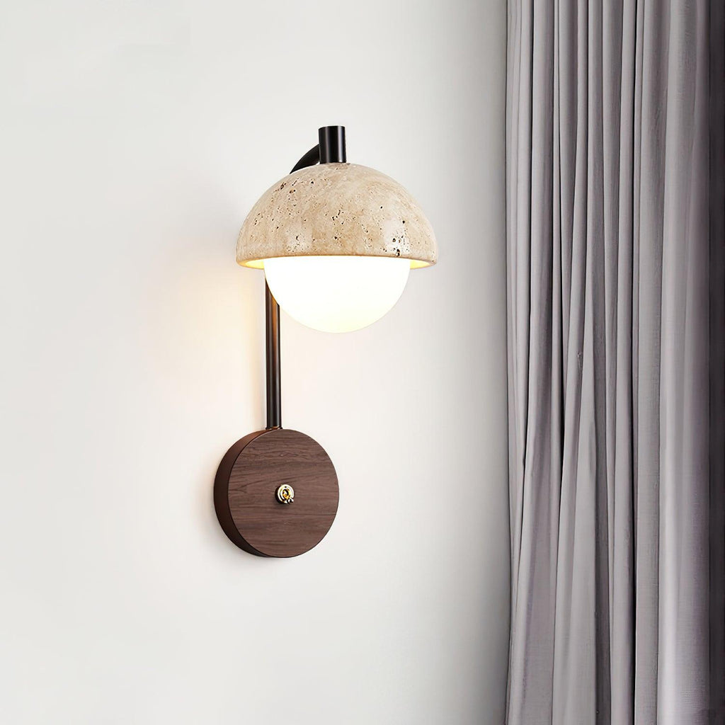 Ritta  Wall Lamp  Travertine  Wood Dome