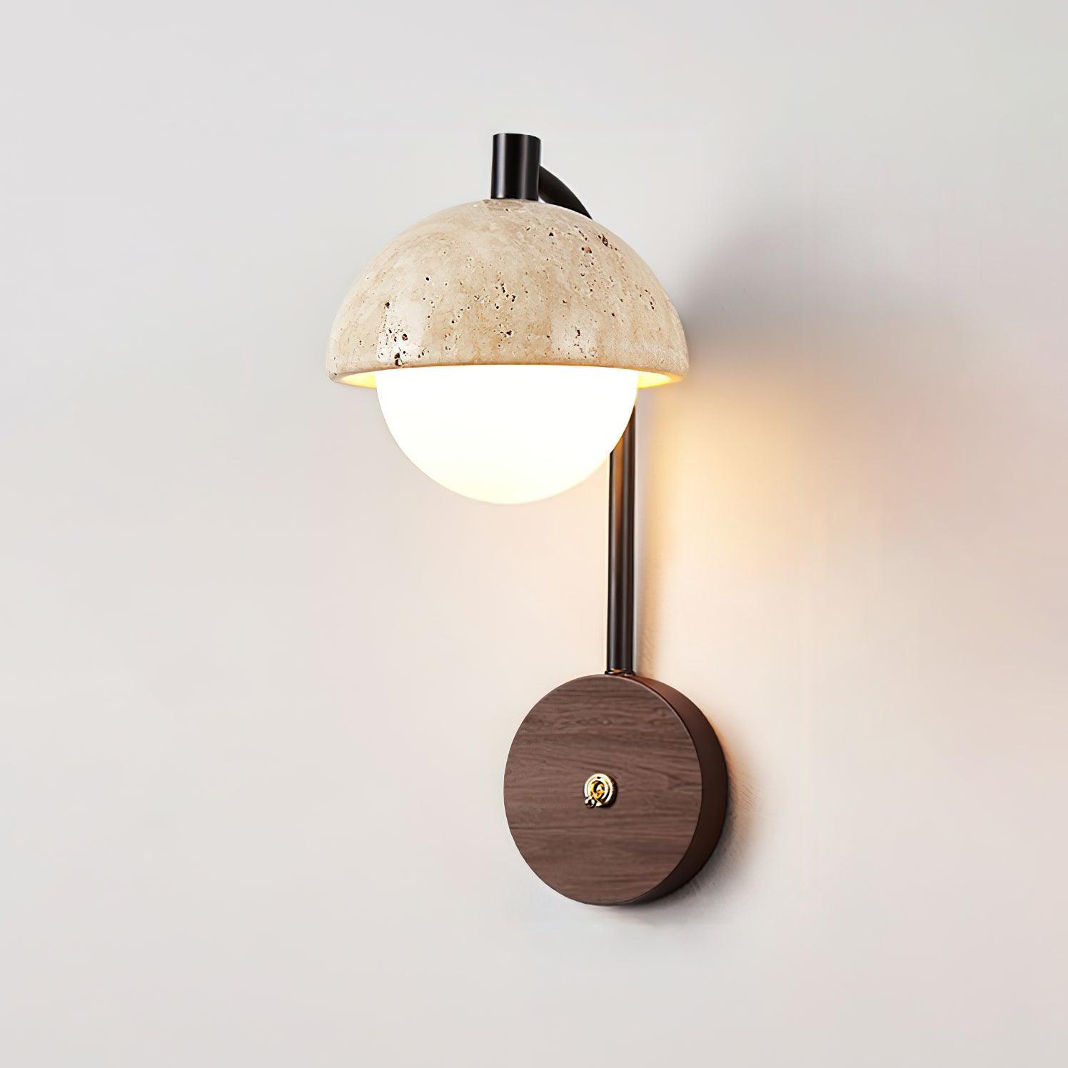 Ritta  Wall Lamp  Travertine  Wood Dome