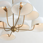 Arcara Vintage Industrial Brass Fabric Chandelier