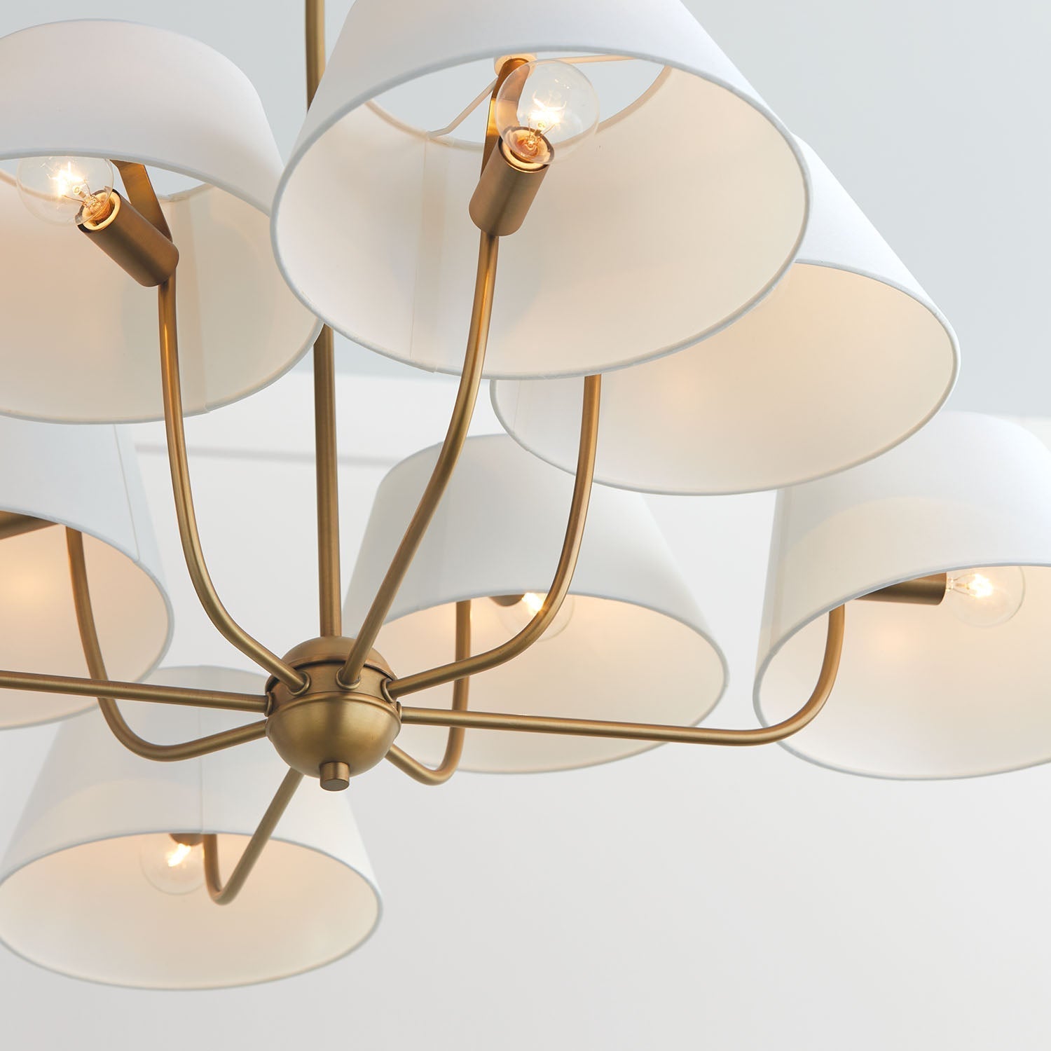 Arcara Vintage Industrial Brass Fabric Chandelier
