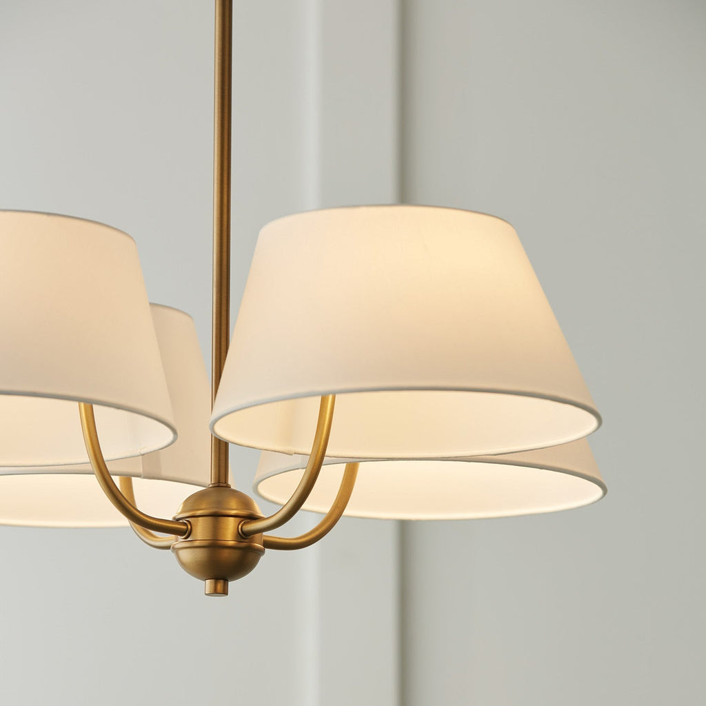 Arcara Vintage Industrial Brass Fabric Chandelier