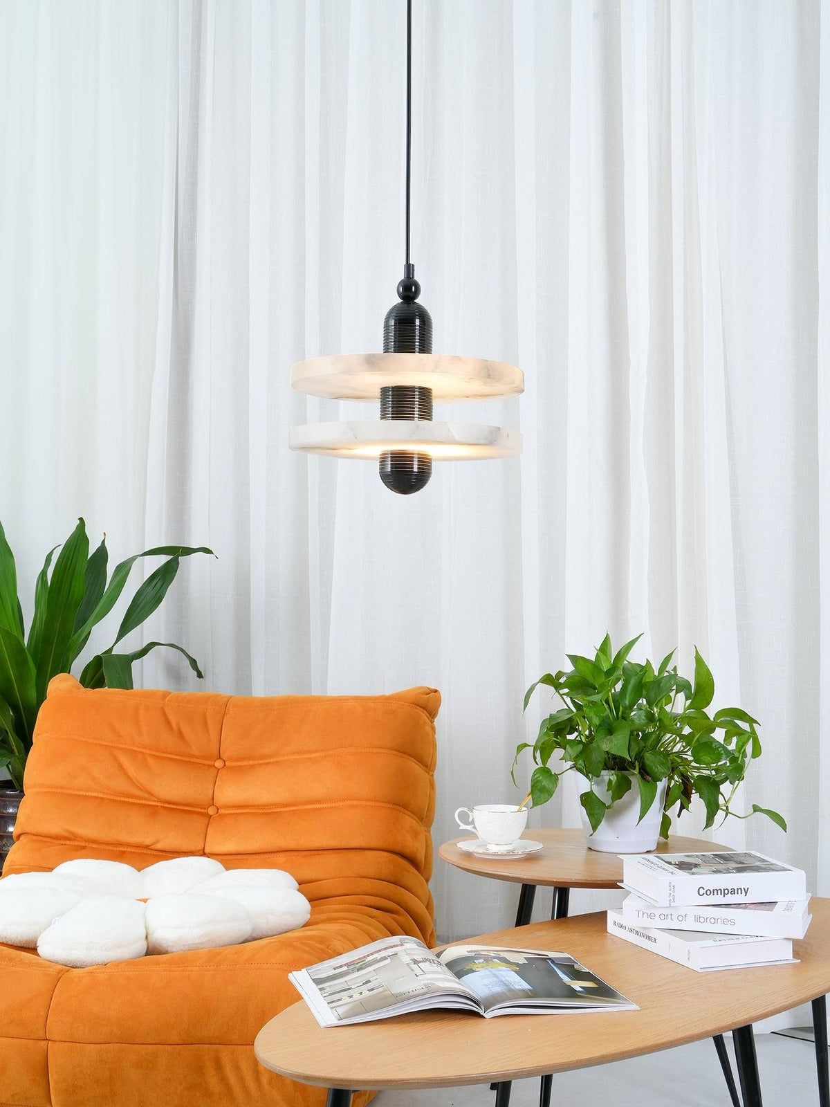 Goose White Alabaster Copper Pendant Lamp