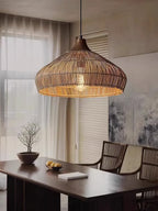 Lythean Elegance Art Rattan Wood Pendant Light