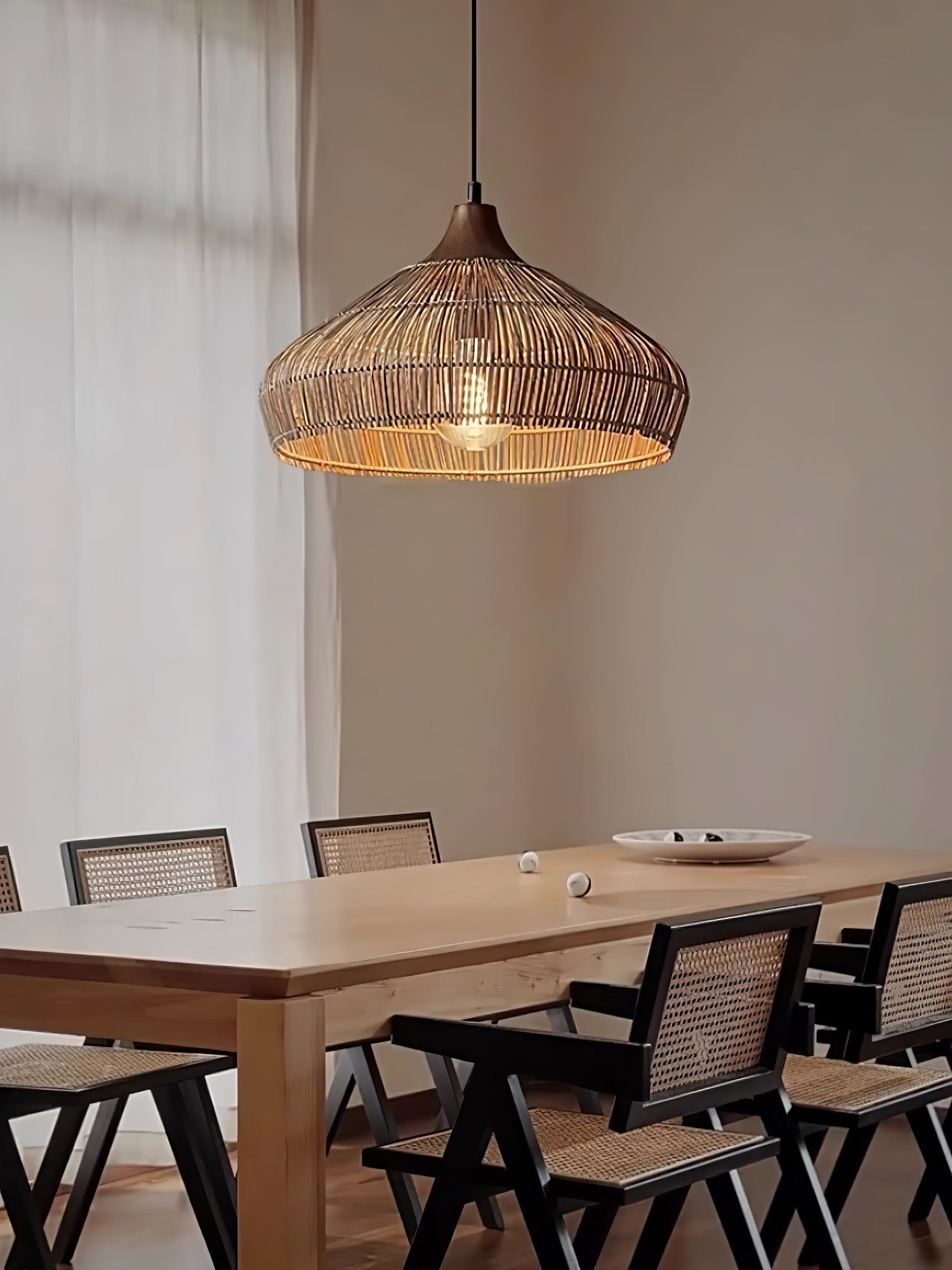 Lythean Elegance Art Rattan Wood Pendant Light