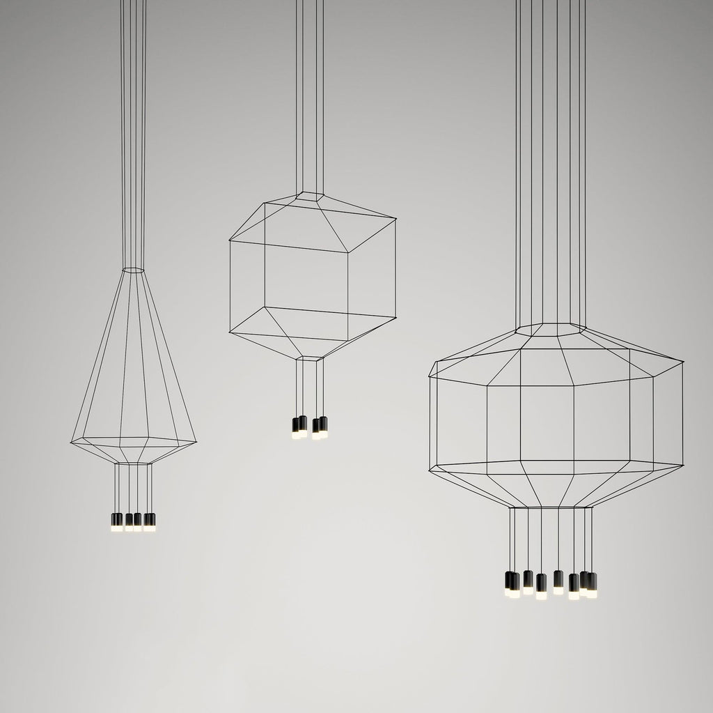 Lustra Pendant Lamp Geometric Wire Black LED