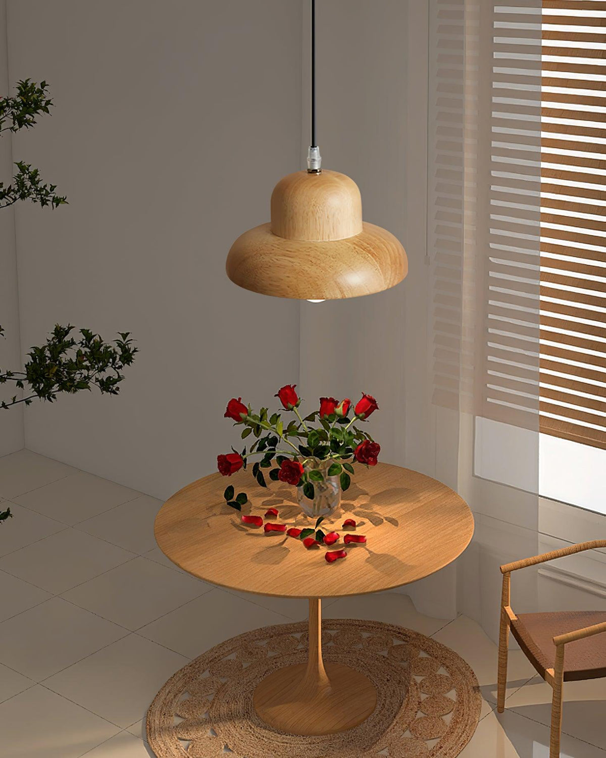 Wood Hat Pendant Lamp Curved Organic