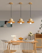 Wood Hat Pendant Lamp Curved Organic