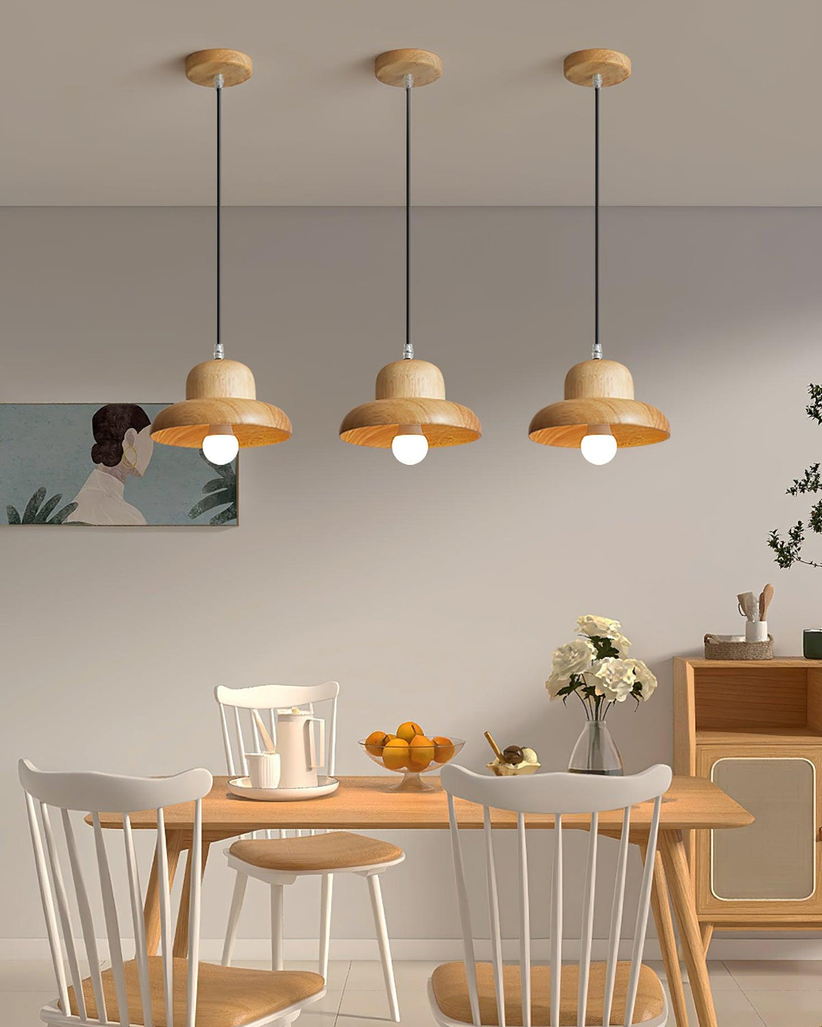 Wood Hat Pendant Lamp Curved Organic