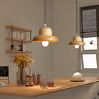 Wood Hat Pendant Lamp Curved Organic