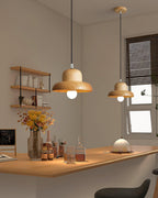 Wood Hat Pendant Lamp Curved Organic