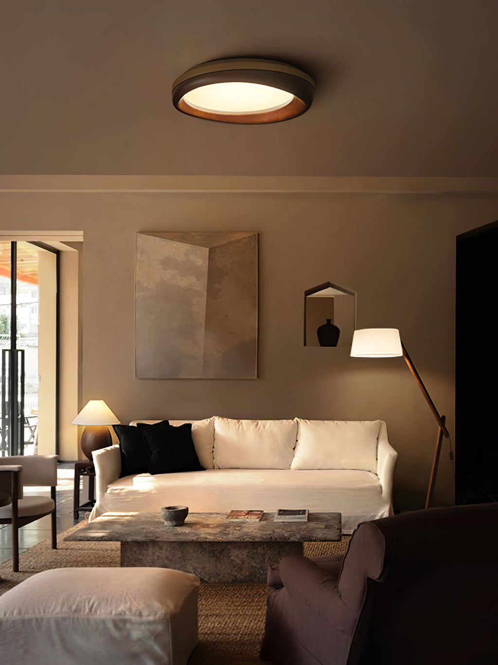 Eurtheara Organic Wood Glass Ceiling Light