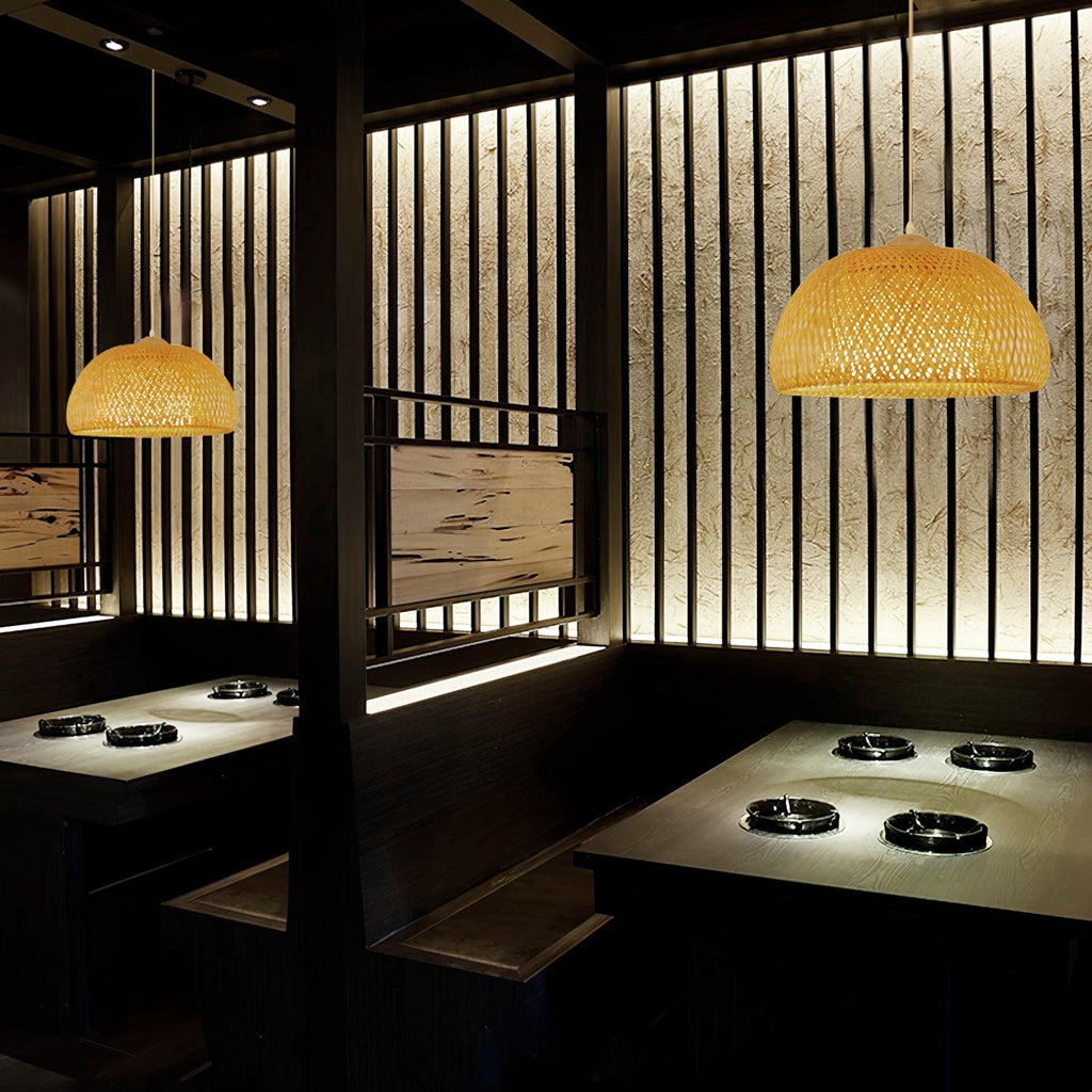 Eurnoros Unique Natural Bamboo Pendant Light