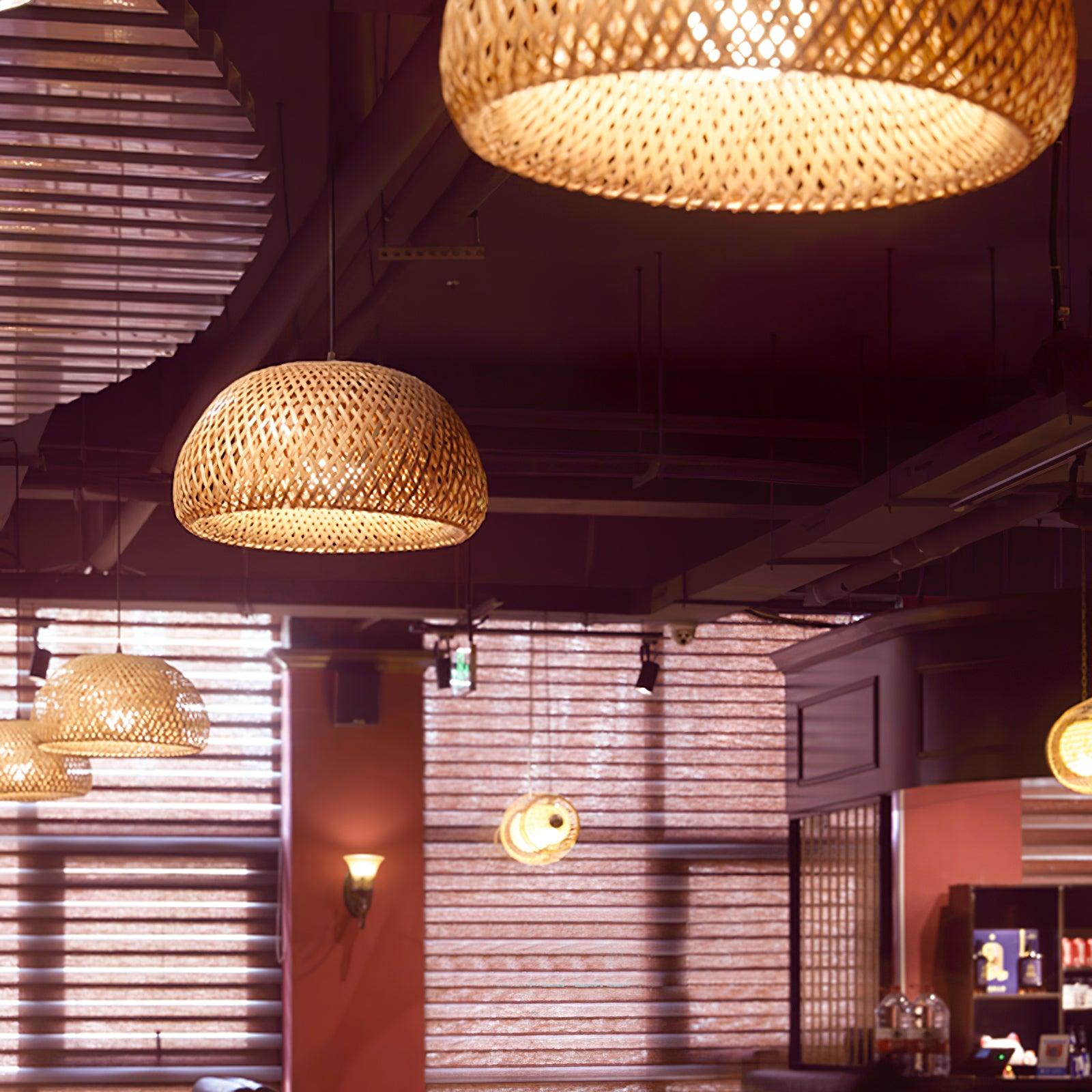 Eurnoros Unique Natural Bamboo Pendant Light