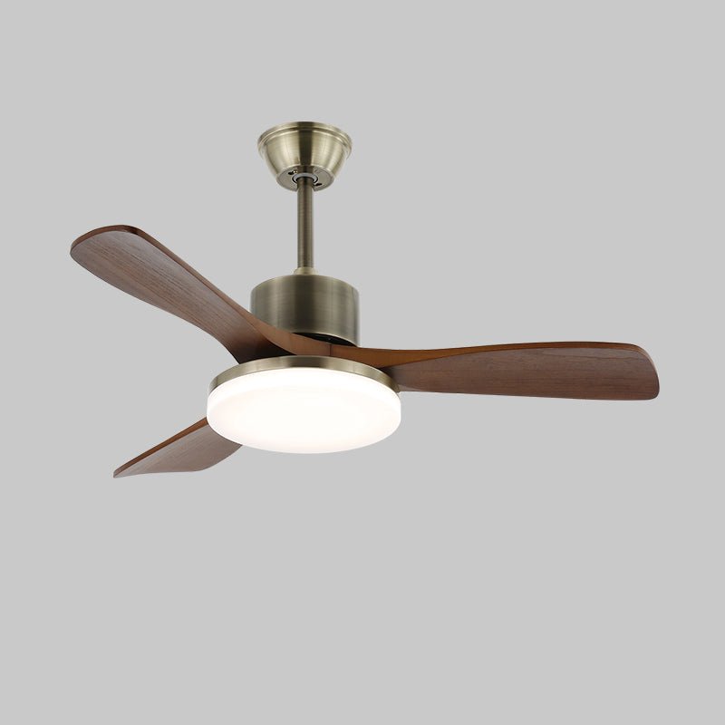 Elara Minimalist Silver Wood Ceiling Fan Light