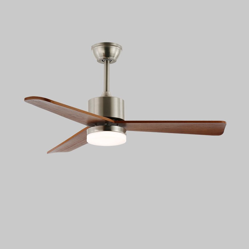 Elara Minimalist Silver Wood Ceiling Fan Light