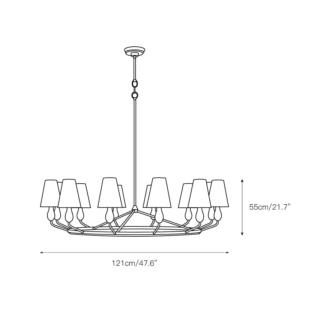 Avlaeir Vintage Industrial Brass Fabric Chandelier
