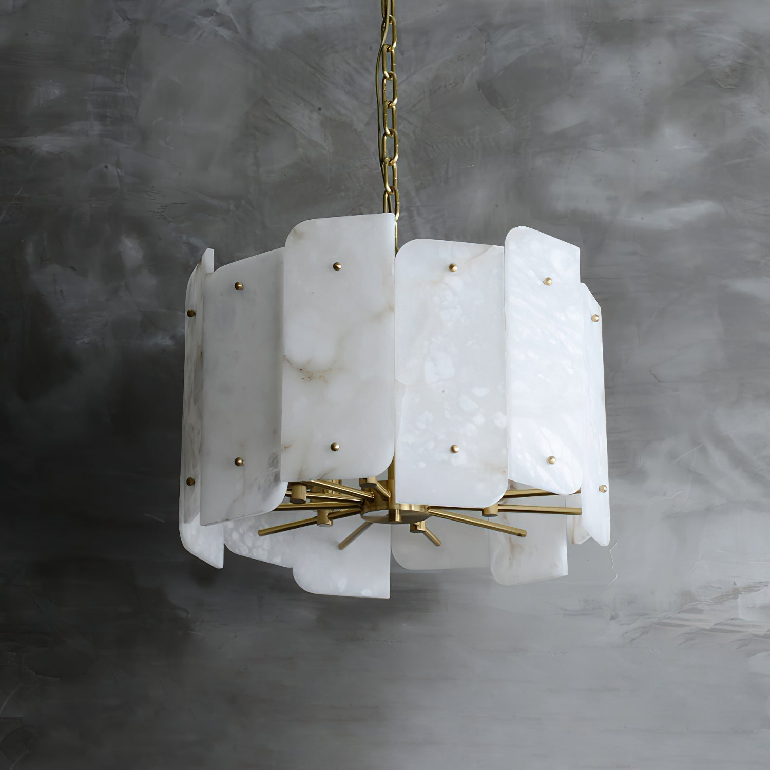 Zoe Postmodern Luxury Tiered Alabaster Chandelier