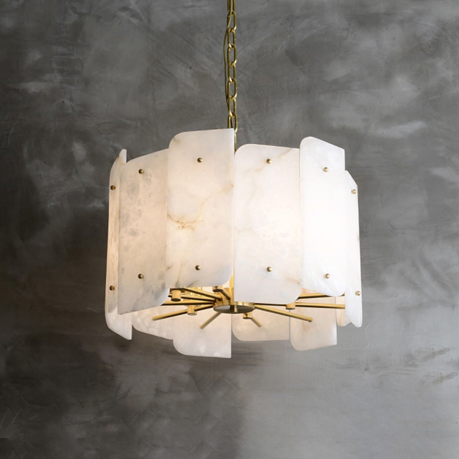 Zoe Postmodern Luxury Tiered Alabaster Chandelier